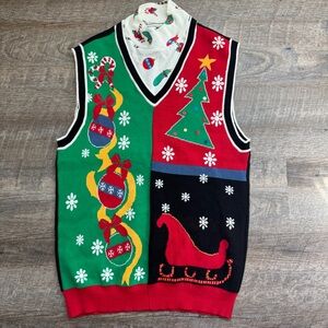 Vintage Multicolor Festive Sweater Vest